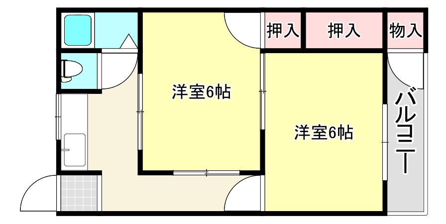 福住マンション(2DK/1階)の間取り写真