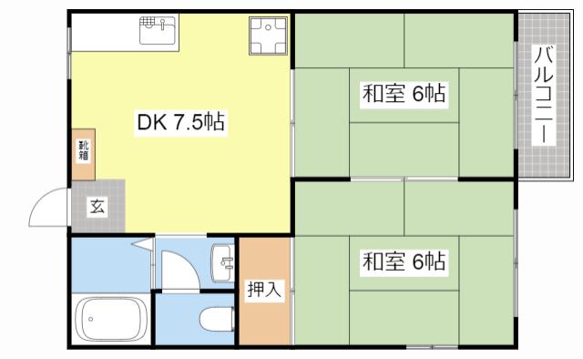 岩嶋ハイツ(2DK/2階)の間取り写真