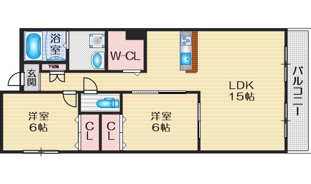 アンフィニIX(2LDK/9階)の間取り写真