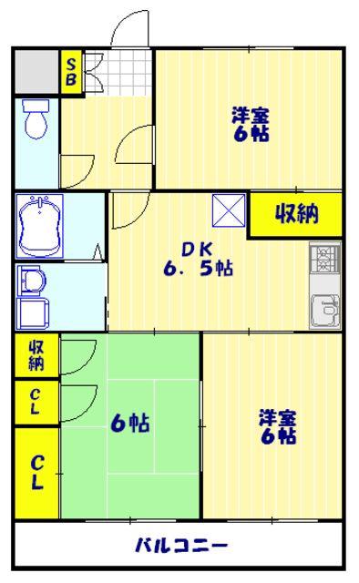 ファミールマンション中山(3DK/2階)の間取り写真