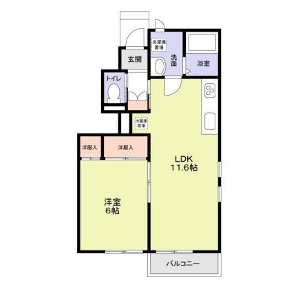 エストソレーユ津田沼(1LDK/1階)の間取り写真
