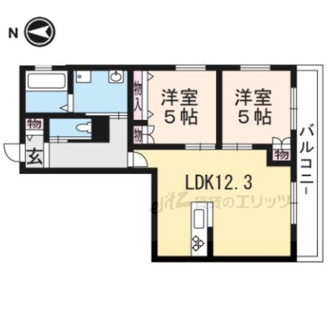 ポン デ ローザ(2LDK/1階)の間取り写真