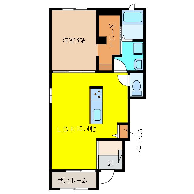 リリーガーデン(1LDK/1階)の間取り写真