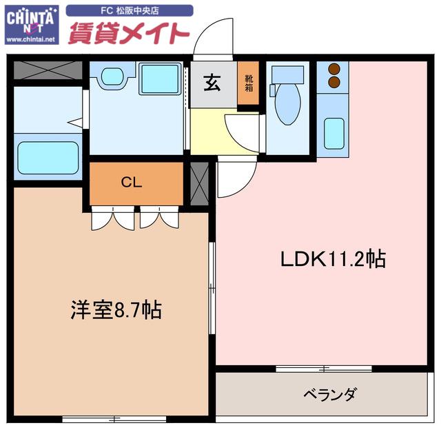 JOY FULL(1LDK/1階)の間取り写真