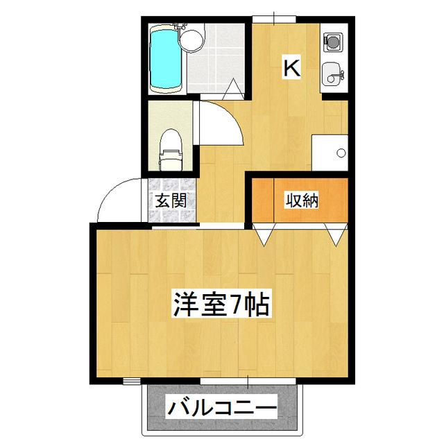 SOHO V A棟B棟(1K/2階)の間取り写真