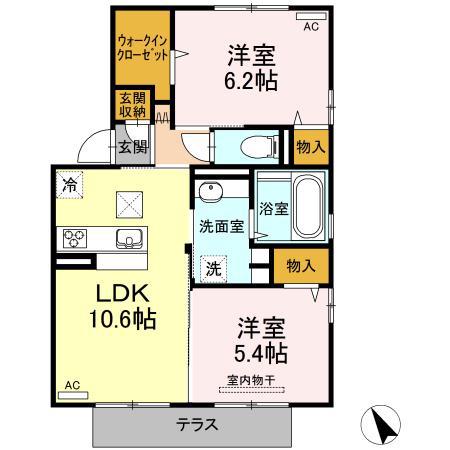 フラッツTM(2LDK/1階)の間取り写真