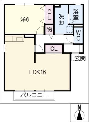 コンフォールIIB(1LDK/1階)の間取り写真