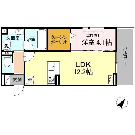 D CREST津島町(1LDK/3階)の間取り写真