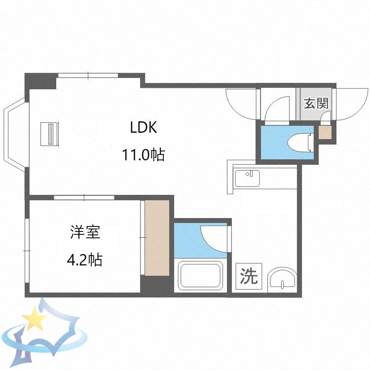 ハートレー7条館(1LDK/5階)の間取り写真