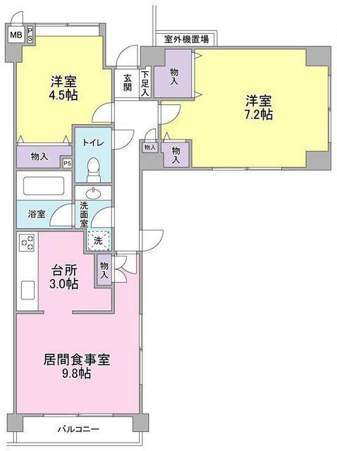 デュエット北千住クレア(2LDK/2階)の間取り写真