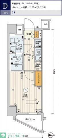 スカイコートパレス一橋学園(1K/2階)の間取り写真