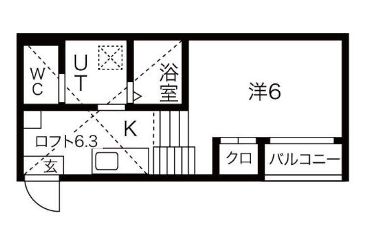 アーバンリュクス(1K/1階)の間取り写真
