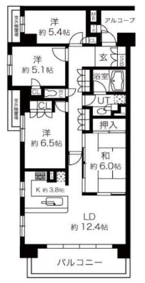 グランシーナ東寺尾(4LDK/4階)の間取り写真