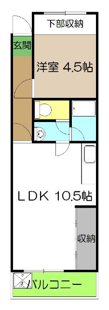 シャンテ南竹島 南棟(1LDK/3階)の間取り写真