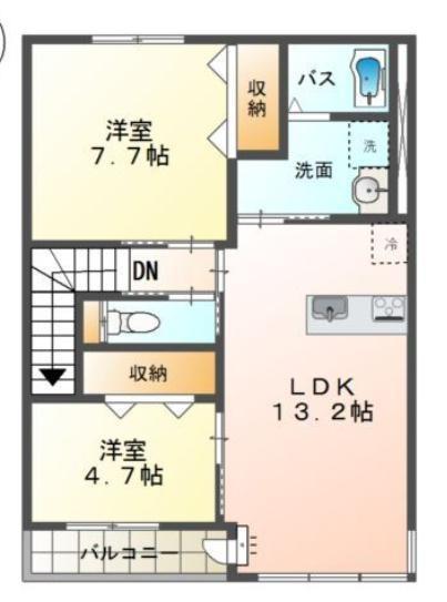 ルーヴル西法寺/ 2F(2LDK/2階)の間取り写真