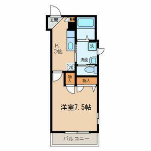 カサブランカ(1K/3階)の間取り写真