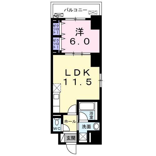 ブリーゼ(1LDK/9階)の間取り写真