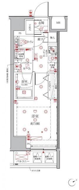 クレイシアアイズ三田(1K/2階)の間取り写真