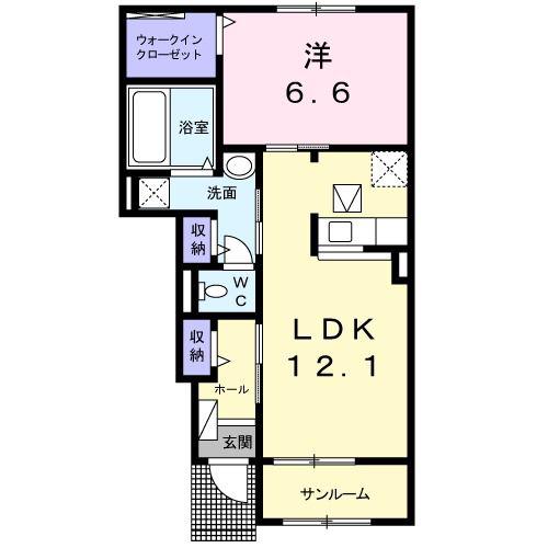 SキャメロンII(1LDK/1階)の間取り写真