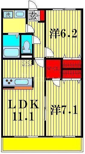 グリシーナおおたか(2LDK/1階)の間取り写真