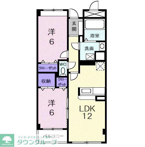 シャンクレール清瀬(2LDK/1階)の間取り写真
