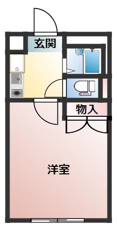 クレインヒルなぎさ(1K/1階)の間取り写真