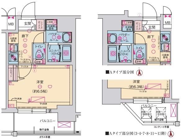 ソルテラスNAMBAサウスフィール(1K/3階)の間取り写真
