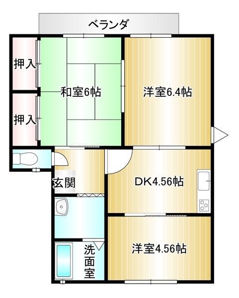 ステラハイム(3DK/2階)の間取り写真