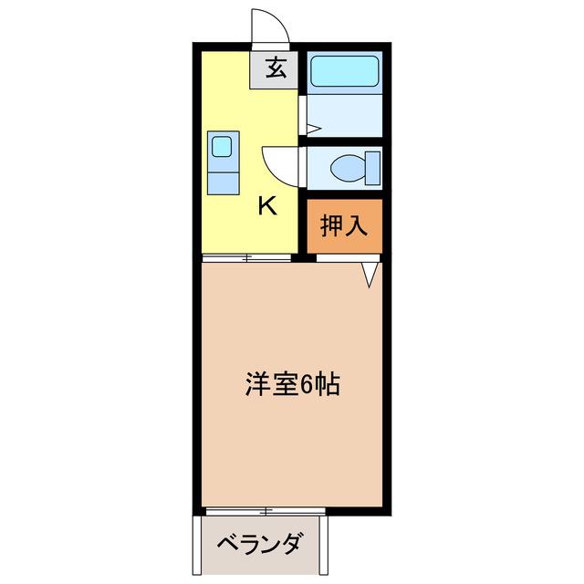 シティハイム高下B棟(1K/1階)の間取り写真