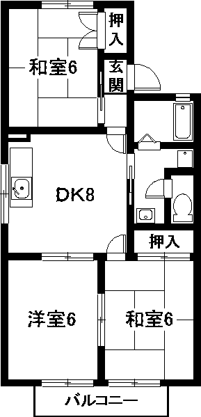 ベルデュール歌里(2LDK/1階)の間取り写真