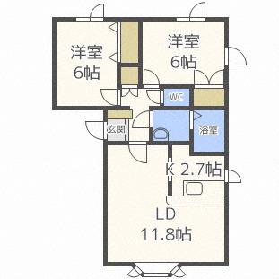メゾンアイリス(2LDK/1階)の間取り写真
