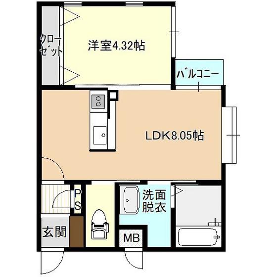 SHINE PLACE 菜園(1LDK/4階)の間取り写真