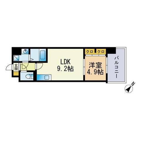 エスティメゾン薬院(1LDK/2階)の間取り写真