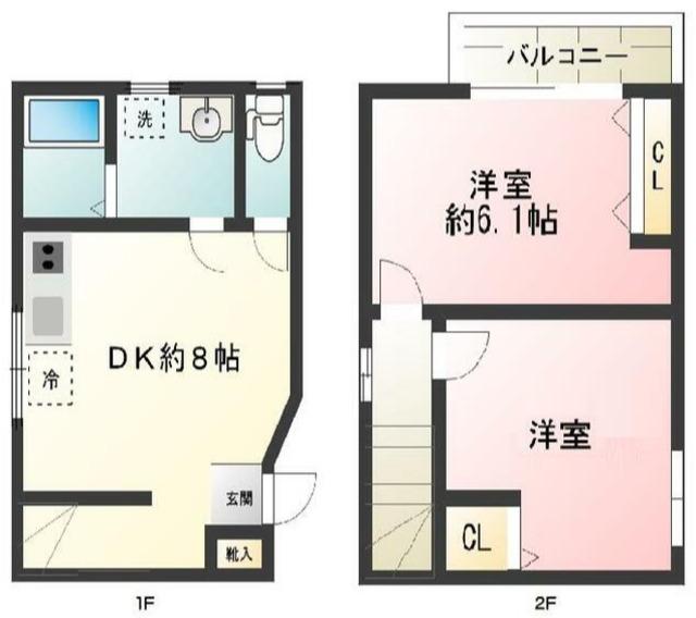 メゾネットT&S(2DK/1階)の間取り写真
