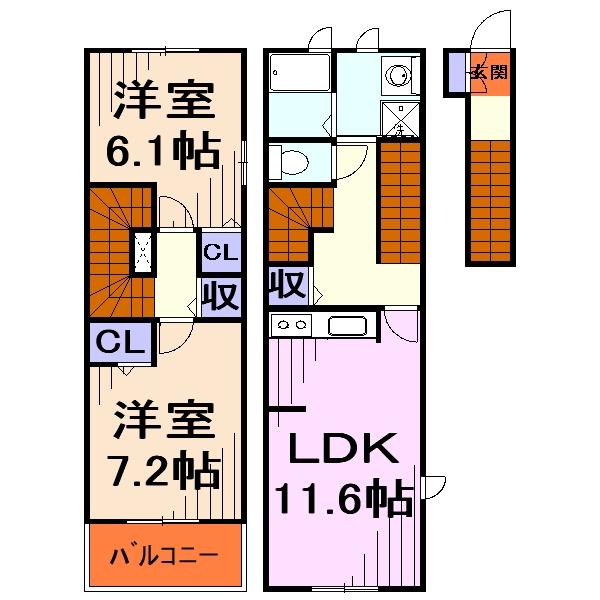 グレース 弐番館(2LDK/2階)の間取り写真