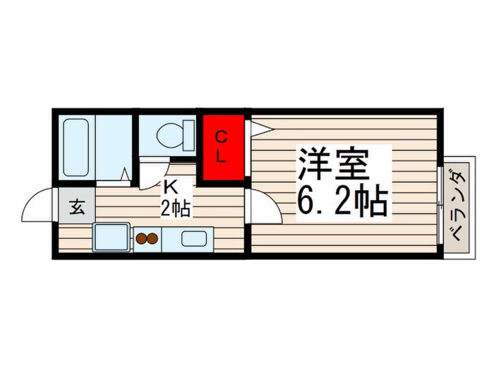 セイコーハウスA・B(1K/2階)の間取り写真