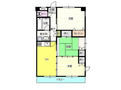 デアス02(3DK/3階)の間取り写真