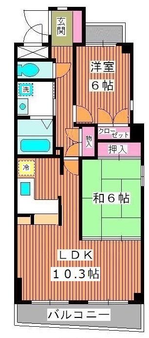 ディアナヒル(2LDK/2階)の間取り写真