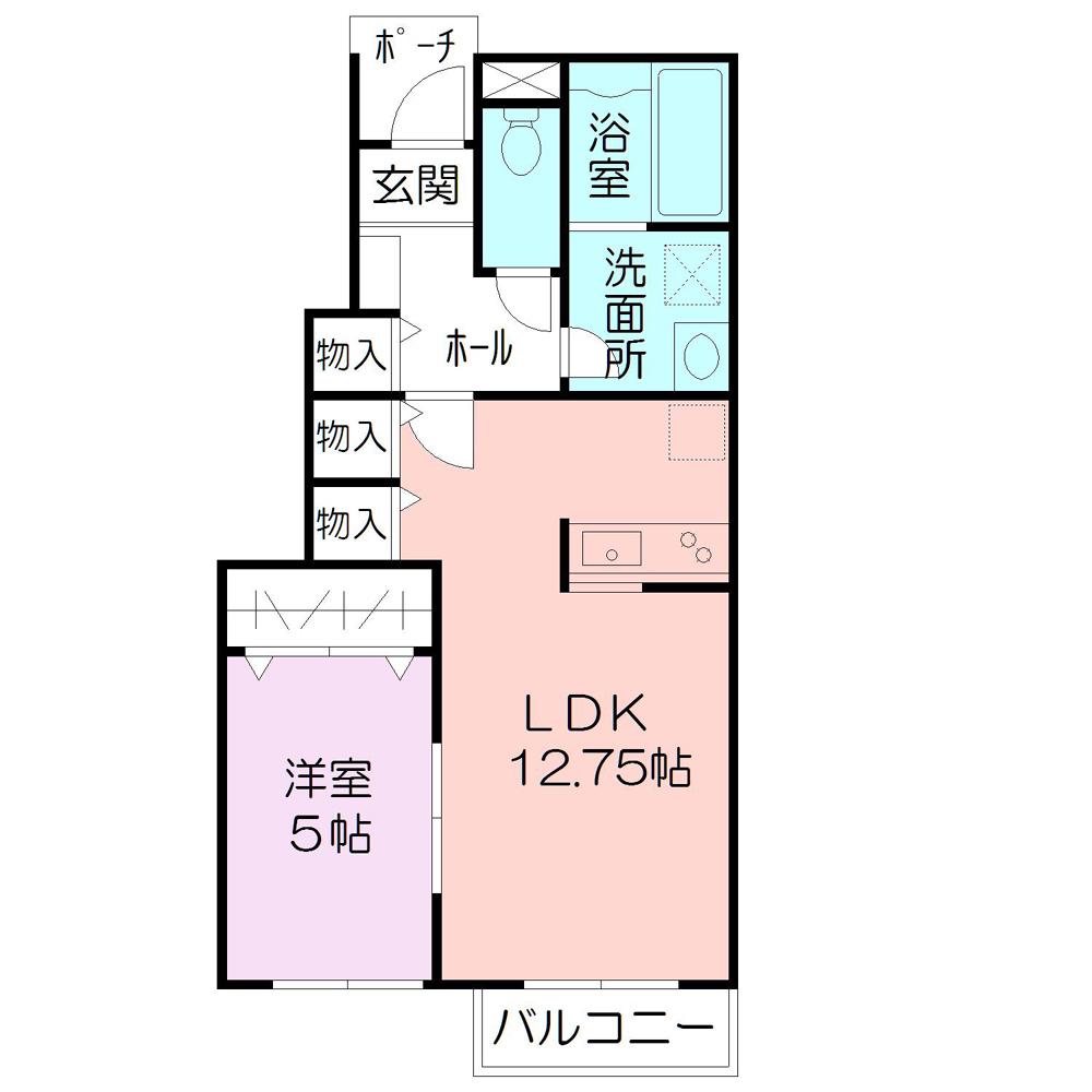 PRENDRE TWO(1LDK/1階)の間取り写真