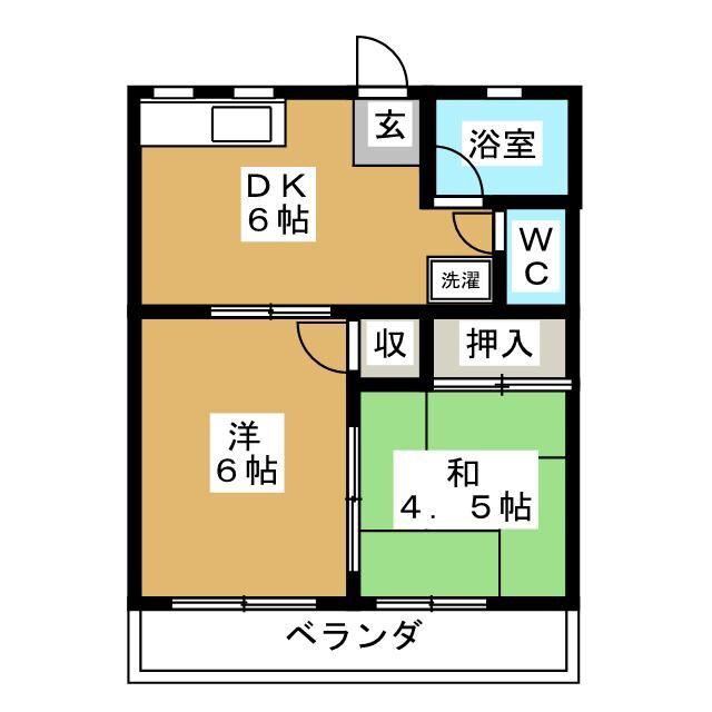 ハイツエミネンス(2DK/2階)の間取り写真