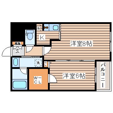 グランビュー晩翠通(1LDK/4階)の間取り写真