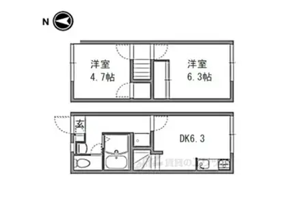 レオパレス寿(2DK/1階)の間取り写真