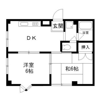 カサベージュ愛宕山ウエスト(2DK/1階)の間取り写真