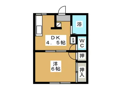 コーポHISA B(1DK/1階)の間取り写真