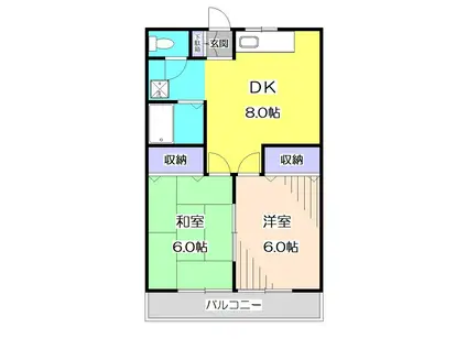 レークヒル原田(2DK/2階)の間取り写真