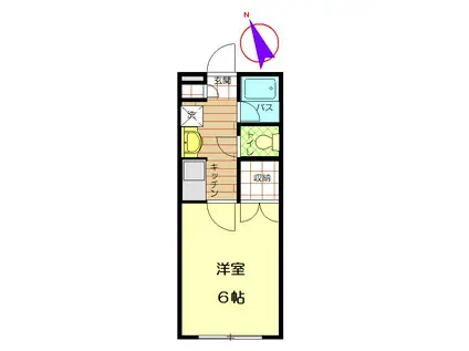 キャンパスセブン(1K/2階)の間取り写真