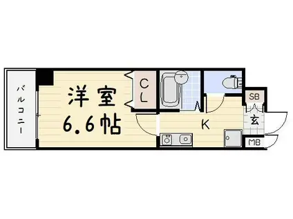 シヨン北九大前(1K/8階)の間取り写真