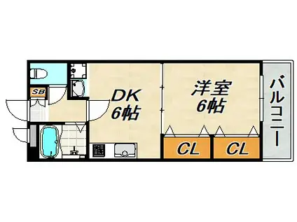 パルメゾン北町(1DK/3階)の間取り写真