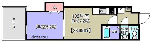 PRIME HILLS千葉中央(1DK/1階)の間取り写真