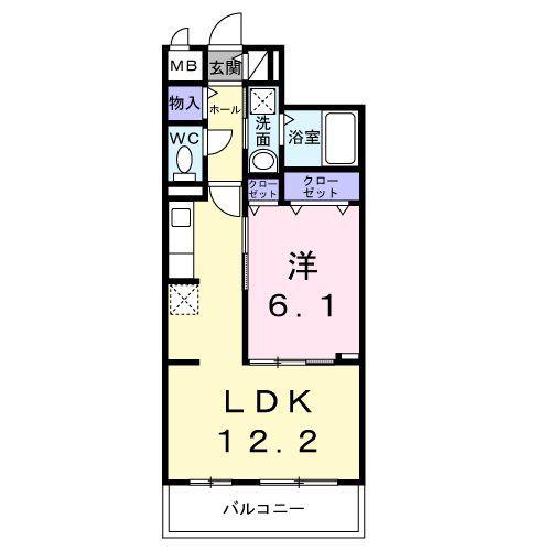 メゾンルミネ若松(1LDK/2階)の間取り写真
